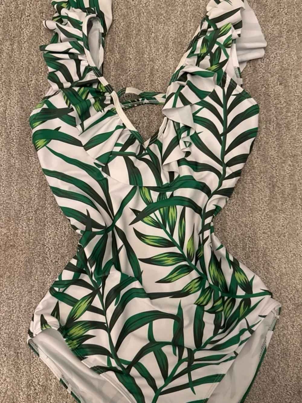 Palm leaf one piece bathing suit